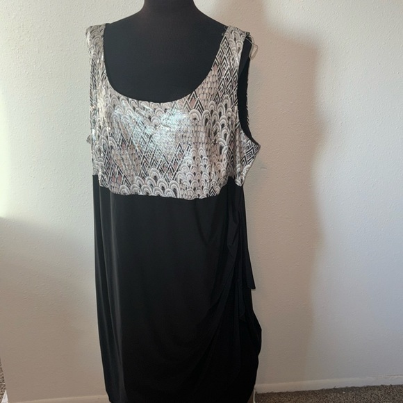 Dress Barn Sequined Top Draped Side Dress size 24 - Picture 1 of 11